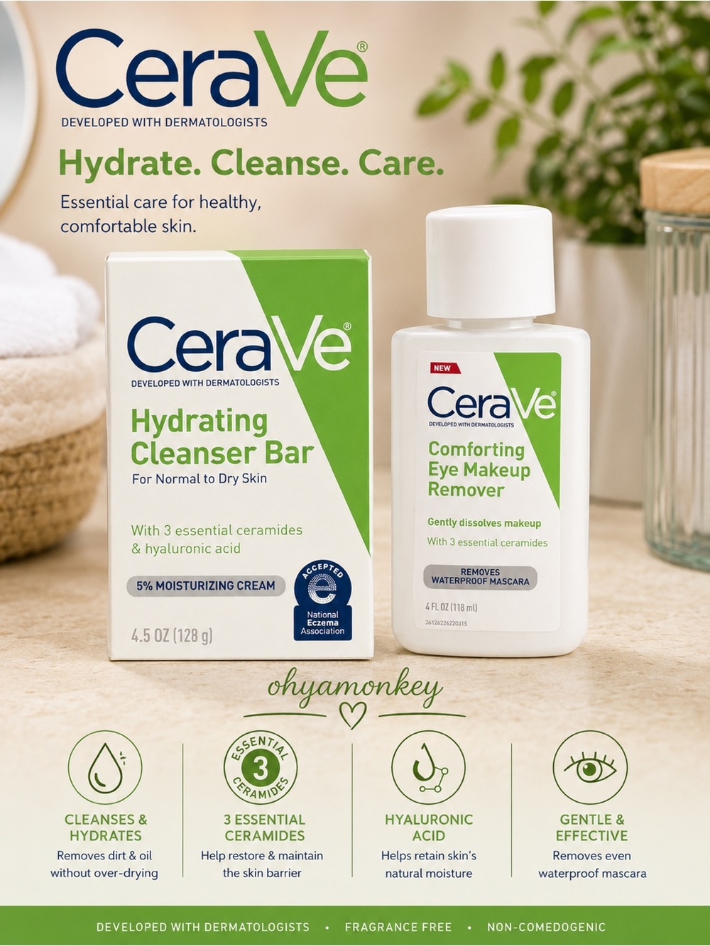 CeraVe Hydrating Cleanser Bar & Eye Makeup Remover Bundle $25